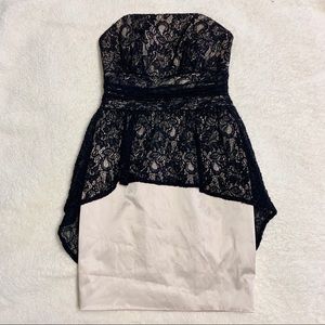 Guess Lace Peplum Strapless Dress